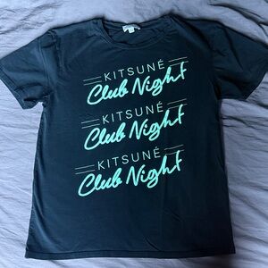 MAISON KITSUNE Black Tee with Green Print